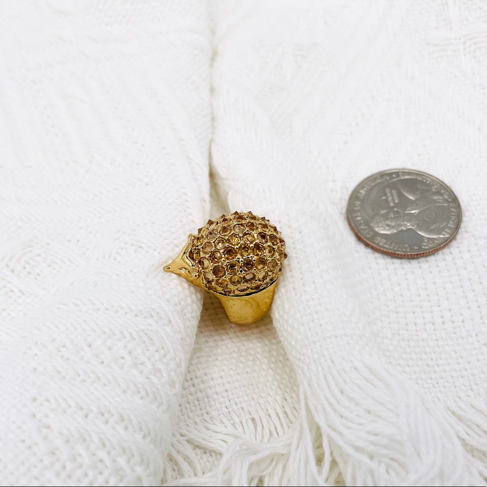 Auth Kate Spade Gold Into The Woods Hedgehog Cocktail Ring Size Of 6 - Picture 3 of 5